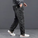 Extra Big Size Jeans Men High Elastic Waist Baggy Denim Pant Male Plus Large Loose Slim Fit Cowboy Trouser 8XL 6XL Classic Black - Matrix Studios