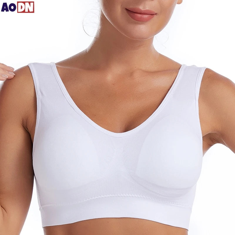 S-7XL Plus Size Thin Non-underwire Bra Zero Bondage Women's Underwear Sports Yoga Wireless Vest Seamless Adjustable Brassiere - Matrix Studios