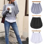 Women Girls Shirt Blouse Extender Adjustable Layering Faux Top Lower Sweep Mini Skirt False Hemline Splitting Underskirt - Matrix-studios.com