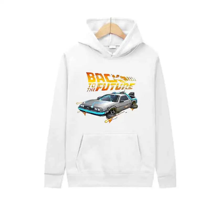 Back To The Future Retro DeLorean Car Print Hoodie Long Sleeve Tops Men Casual Streetwear Pullover Spring Autumn Unisex Clothing - Matrix Studios