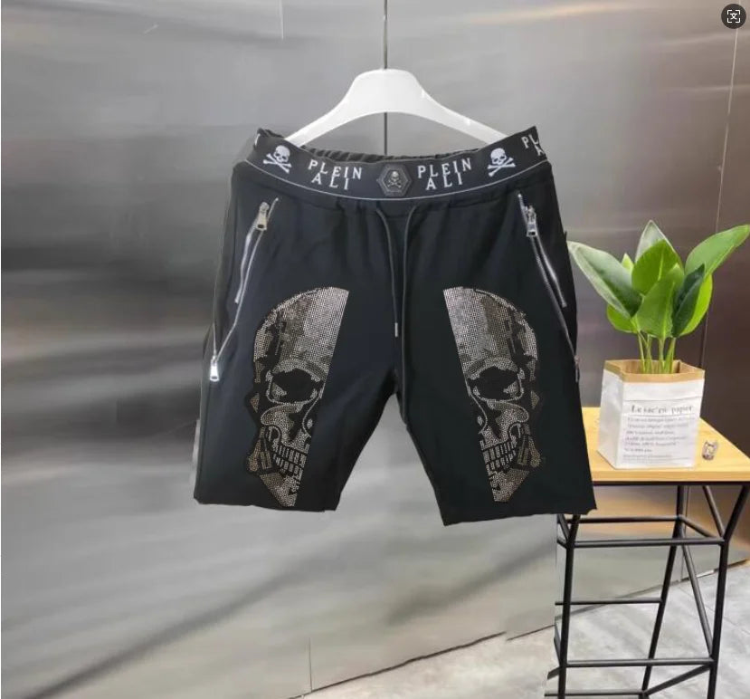 2025 Designer  Rhinestone  short Summer Luxurious Plein ali Hip Hop Male Brand Casual short pant