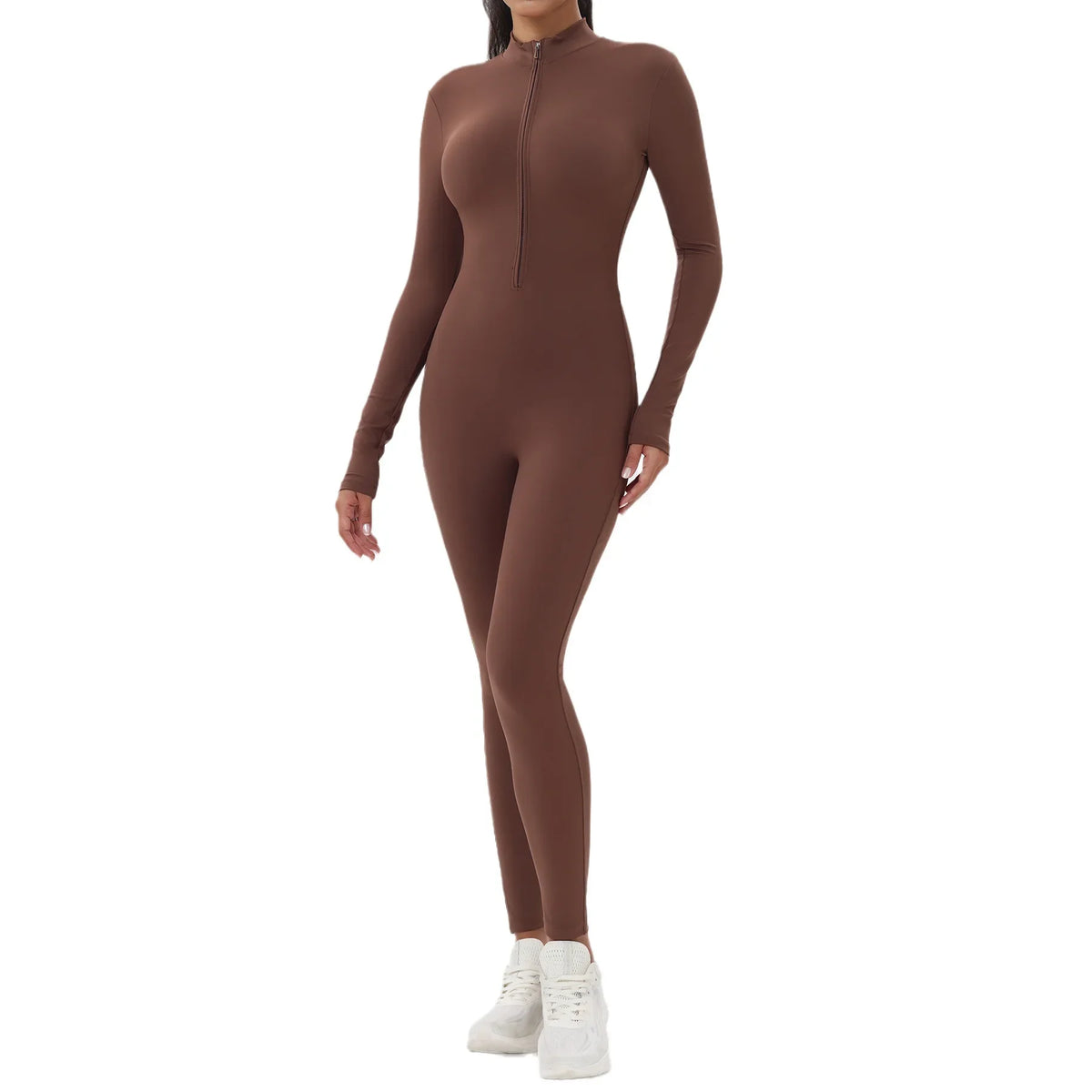 European and American popular zippered long-sleeved trouser jumpsuit slim fit hip-lifting sportswear yoga wear - Matrix Studios