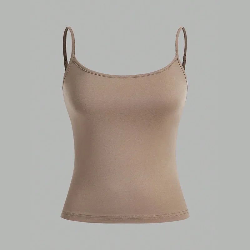 Women Tank Top Strap Slim Top for Summer Fashion Versatile Casual Breathable Micro Elastic Fabric Sleeveless Strap Top - Matrix-studios.com