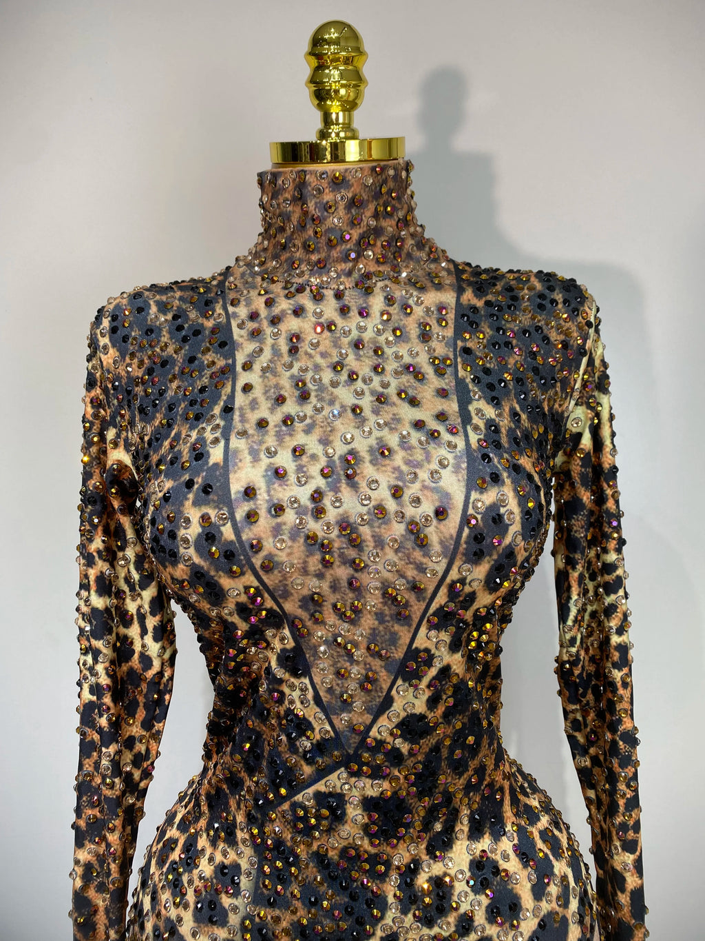 Women 2025 Stretch Leopard Print Sexy Bodycon Jumpsuit Bar Nightclub Singer Dancer Luxury Diamond Stage Performance Outfit - Matrix Studios