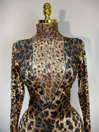 Women 2025 Stretch Leopard Print Sexy Bodycon Jumpsuit Bar Nightclub Singer Dancer Luxury Diamond Stage Performance Outfit - Matrix Studios