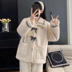 2Pcs/set women's pajamas autumn and winter students home wear padded and thickened warm princess clothes women's clothing - Matrix-studios.com