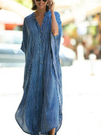 Bohemian Print Beach Cover-Up | Button-Front Shirt-Style Kaftan Robe – Perfect for Bikini Resort Vacations - Matrix Studios