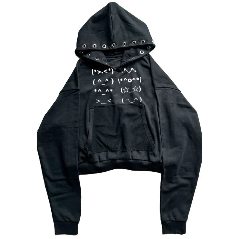 Casual Faur collar Harajuku Streetwear Hiphop Zipper Hoodie sweatshirt Vintage Rock Goth Loose Punk EMO Y2K Zip up hoodie Jacket