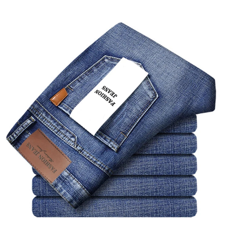Wthinlee 8 Models Spring Autumn Business Jeans Men Casual Straight Stretch Fashion Classic Work Denim Trousers Brand Clothing - Matrix Studios