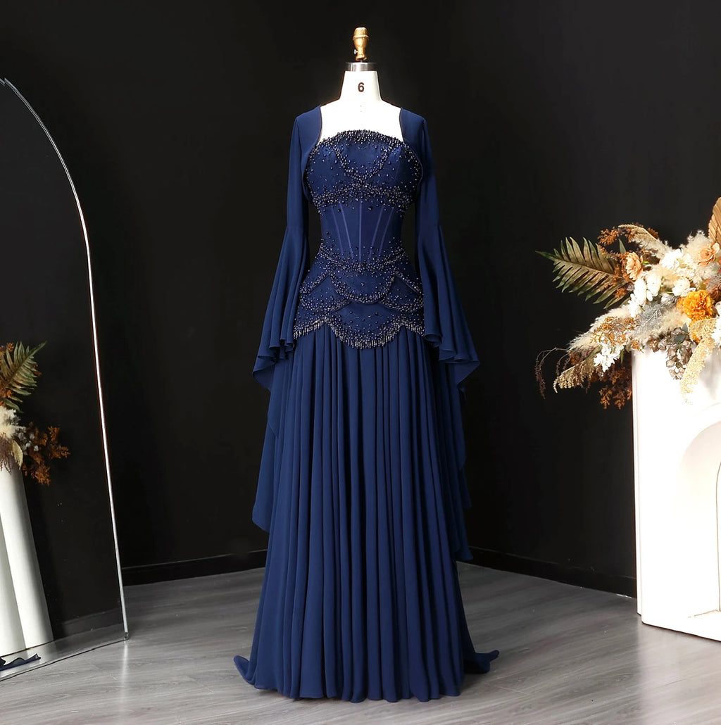 Sharon Said Elegant White and Yellow Chiffon Corset Celebrity Evening Dress with Jacket Flare Sleeves Luxury  SS286 SSCustomize - Matrix Studios