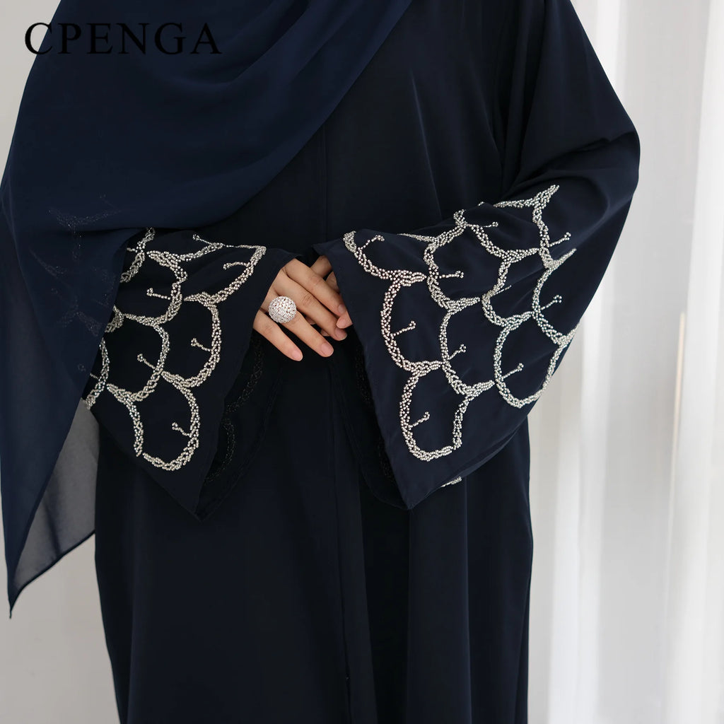 2025 Middle Eastern Islam Outfit for Muslim Women Luxury Dubai Modest Abaya Dress Eid Arabic Cardigan Plain Turkey Kaftan Robe - Matrix-studios.com