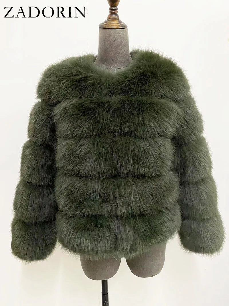 ZADORIN S-6XL Mink Coat Winter Black White Faux Fur Coat Woman Elegant Fluffy Faux Fur Jacket Top Short Fur Coats Woman Clothing - Matrix Studios