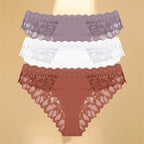 FINETOO 3Pcs Lace Hollow Out Underwear for Women Sexy Low-Waist Floral Briefs Female Invisible Breathable Lingerie Soft Intimate - Matrix Studios