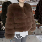 QUEENTINA Fox Fur Coat Real Winter Women'S Fashion Brown 2025 Leather And Skin Clothing Natural New In Coats & Jackets Outerwear - Matrix Studios