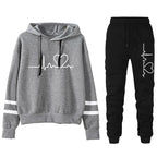 Womens Tracksuit Casual Stripe Versatile Sweatshirt Black Sweatpants Loose Print High Quality Outfits Single Piece Hoodies Pants - Matrix-studios.com