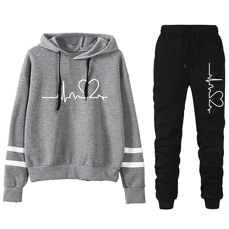 Womens Tracksuit Casual Stripe Versatile Sweatshirt Black Sweatpants Loose Print High Quality Outfits Single Piece Hoodies Pants - Matrix-studios.com