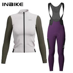 INBIKE Warm Thermal Cycling Jersey Set for Women Comfortable Fleece Road Bike Bib Pants Windproof Road MTB Clothing with Pockets - Matrix-studios.com
