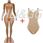 HLJ&GG Sexy Mesh See Through Bodycon Jumpsuits And Bodysuits Suits Women Long Sleeve Stretchy Playsuits Party Night Club Overall - Matrix Studios