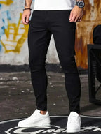 Men Jeans Stretch Skinny Denim Pants Solid Color Black Blue Spring Luxury Street Harajuku Hip-Hop Style Slim Fit Trousers Brand - Matrix Studios