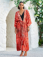 Long Kimono Swimsuit Cover up for Women Stylish Tie Dye Open Front Beach Outfits Bathing Suit - Matrix Studios