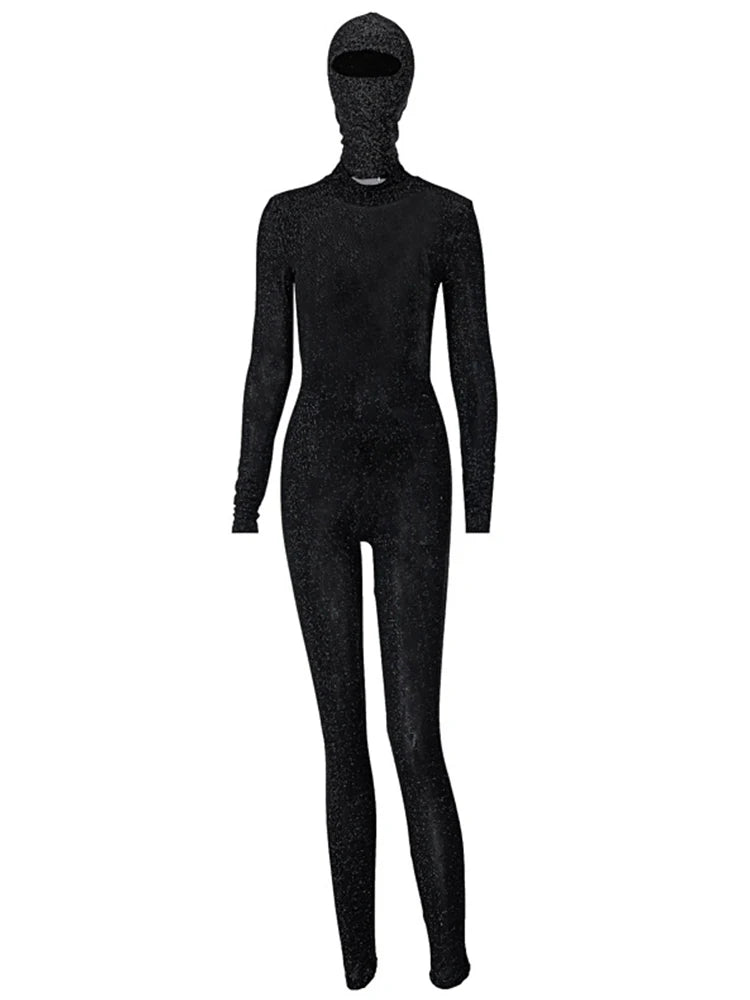 Women's Black Long Sleeve Backless Bodycon Jumpsuit Streetwear Romper Playsuit Solid Color Autumn Winter Fashion 2025 - Matrix Studios