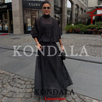 KONDALA Vintage Polka Dot Women Sets Chiffon Bow Tie Loose Blouses Loose Long Skirts Fashion 2026 Spring Summer Holiday Suits - Matrix-studios.com