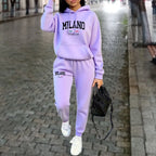 Autumn Winter Women's Sets 2pcs Hoodies Pants Suit Sports Outfits 2025 MILANO Letter Print Aesthetic Clothes Ladies Tracksuit - Matrix-studios.com
