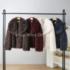 Neo Mint 2025 Winter Lulicore Fashion Brown Faux Fur Coat Women Chic Autumn Warm Fluffy Sheep Fur Jacket Big Fur Collar Overcoat - Matrix Studios
