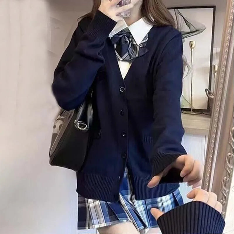 Original anime yellow jk uniform sweater 2025 new autumn and winter Japanese knitted cardigan college style jacket women's top - Matrix Studios