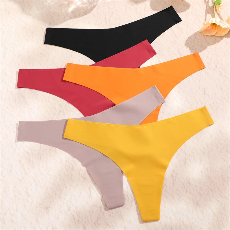 3PCS Women Ice Silk Seamless Thongs Underpants Sexy V-Waist Ultra-thin Panties Girls Low Rise Invisible G-string Lingerie XS-XL - Matrix Studios