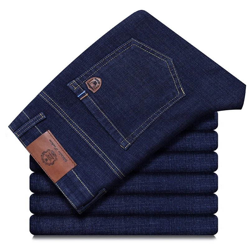 2026 New Style Business Men's Jeans Casual Straight Stretch Fashion Classic Blue Black Work Pant Denim Trousers Male Clothing - Matrix Studios