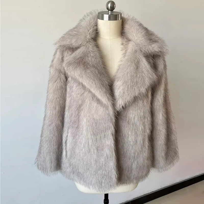 New Street Style Long Plush Coat Women With Thick Warm Cold Autumn Winter Faux Fur Coat High-Quality Fluffy Dyed Fox Fur Jacket - Matrix Studios