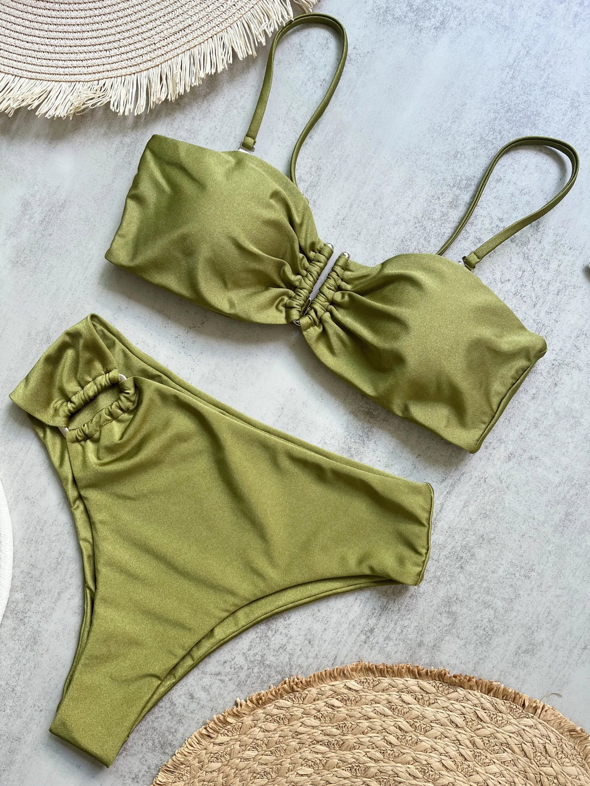 Bandeau Bikini Push Up Women Swimsuits 2026 Sexy Female Swimwear Brazilian Bikini Set Thong Biquini Swim Suits Solid Beachwear - Matrix-studios.com