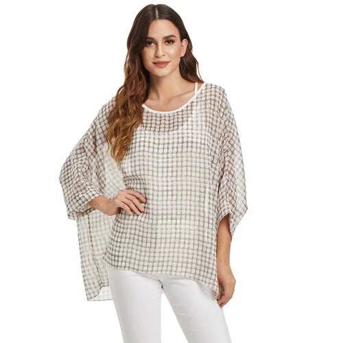 BHflutter White Blouse Shirt Women Fashion Batwing Casual Summer Tops Tees Ladies Print Chiffon Blouses Streetwear Plus Size - Matrix-studios.com