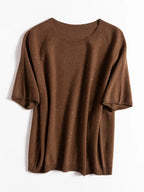 SuyaDream, 100%Merino Wool Pullovers for Woman, Round Neck, Short Sleeved Sweaters, 2025 Fall Winter Soft Warm Top, Pink, Olive - Matrix Studios