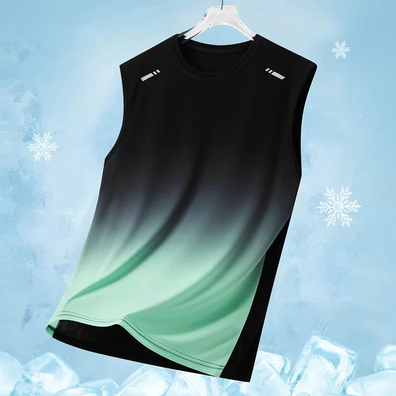 Simple Gradient Graphic Gym Tank Tops For Men Summer Fashion Fitness Sports 3D Printed Vest Loose Quick Dry Outdoor Tees Tops - Matrix Studios