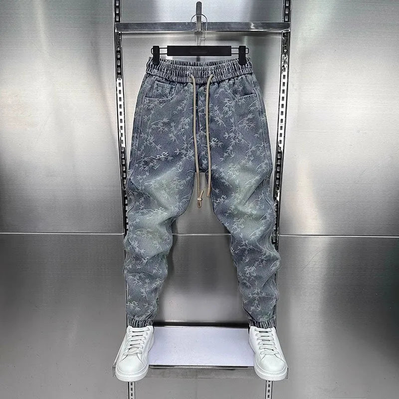 Jacquard American Classic Jeans Fashion Joints Harem Pants High Quality  Loose Harajuku Straight-Leg Trousers Men Clothing - Matrix Studios
