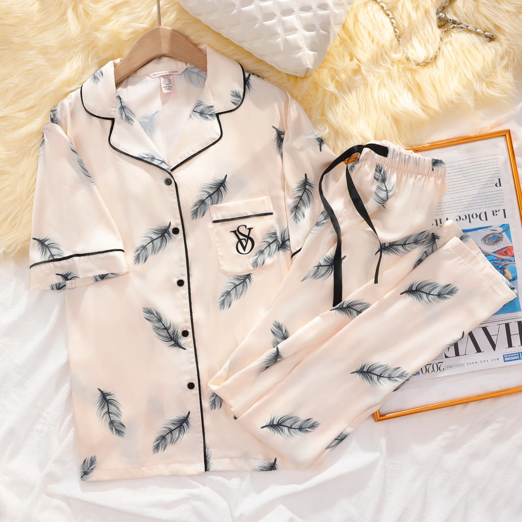 Victoria's Secret Soft Breathable Button Down Pyjama Suit Womens Silk Satin Pajamas Set Short Sleeve Shorts Sleepwear Loungewear - Matrix-studios.com