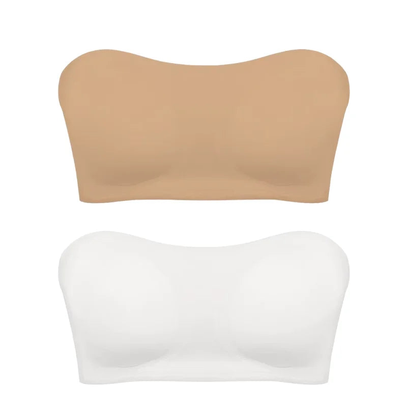 Women's Sexy Strapless Push Up Bra Removable Padded Seamless Ice Silk Top Women Invisible Beauty Back Anti-slip Off-shoulder Bra - Matrix Studios