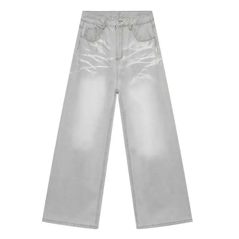 IEFB Straight Male Jeans Vintage Men's Denim Pants Tie-dyed Design Wide Leg Trousers Spring New Stylish Men Clothing 9C4276 - Matrix Studios