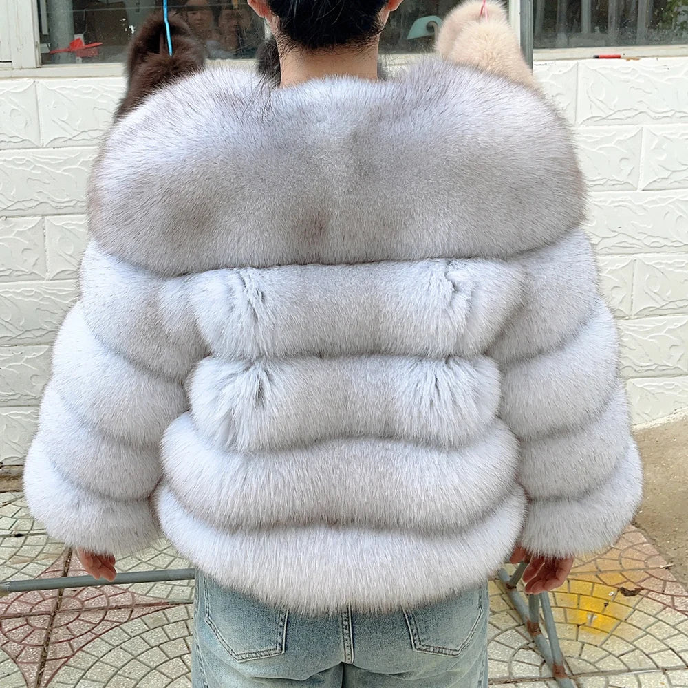 QUEENTINA Real Fox Fur Coat Winter Women'S New Fashion Furry 2025 Leather And Skin White Clothing Natural New In Coats & Jackets - Matrix Studios
