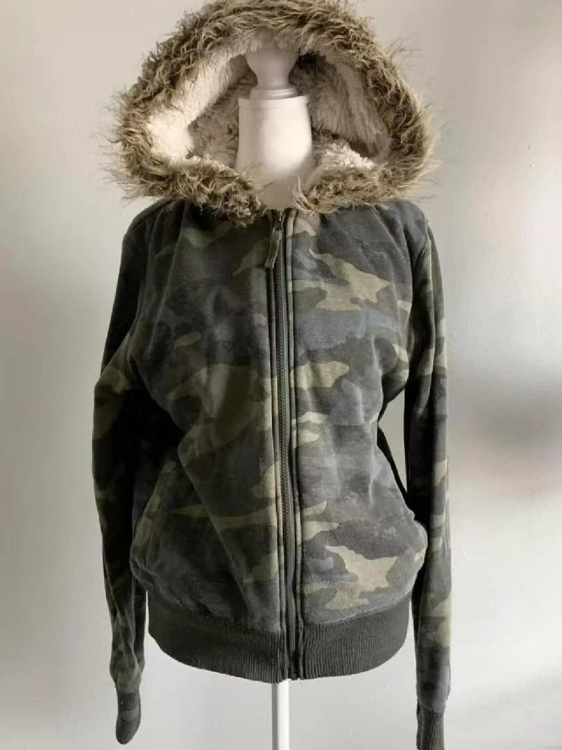 Subculture Gothic Women Coats with Hoodies Vintage Korean Harajuku Black Jackets Faux Fur Coat Female Loose Casual Sweatshirt - Matrix Studios