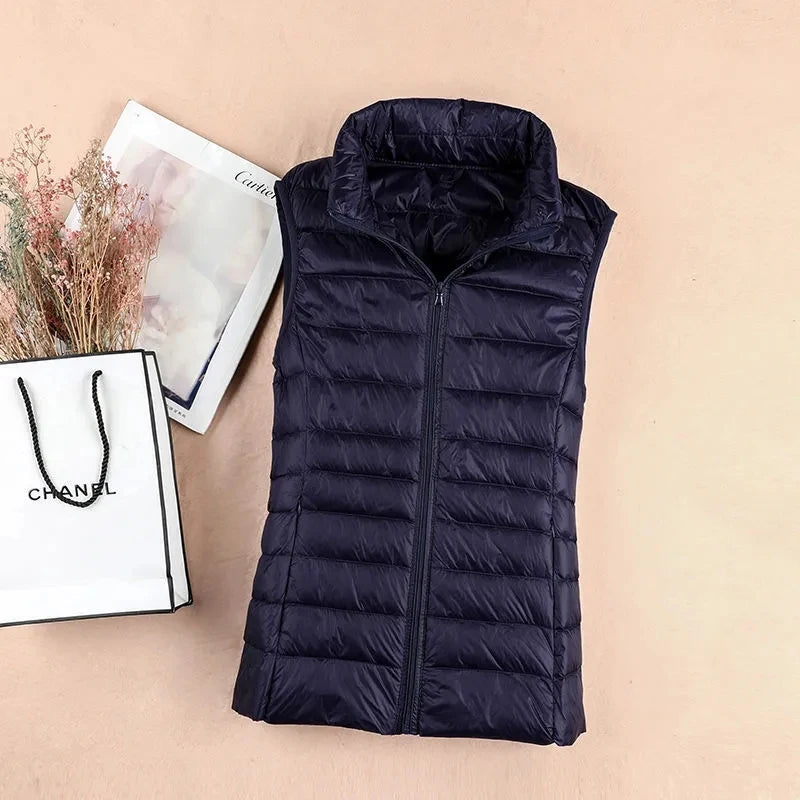 2026 White Duck Down Jacket Women Vest Autumn Winter Sleeveless Waistcoat Warm Lightweight Puffer Jacket Female Tops Outwear 8XL - Matrix Studios