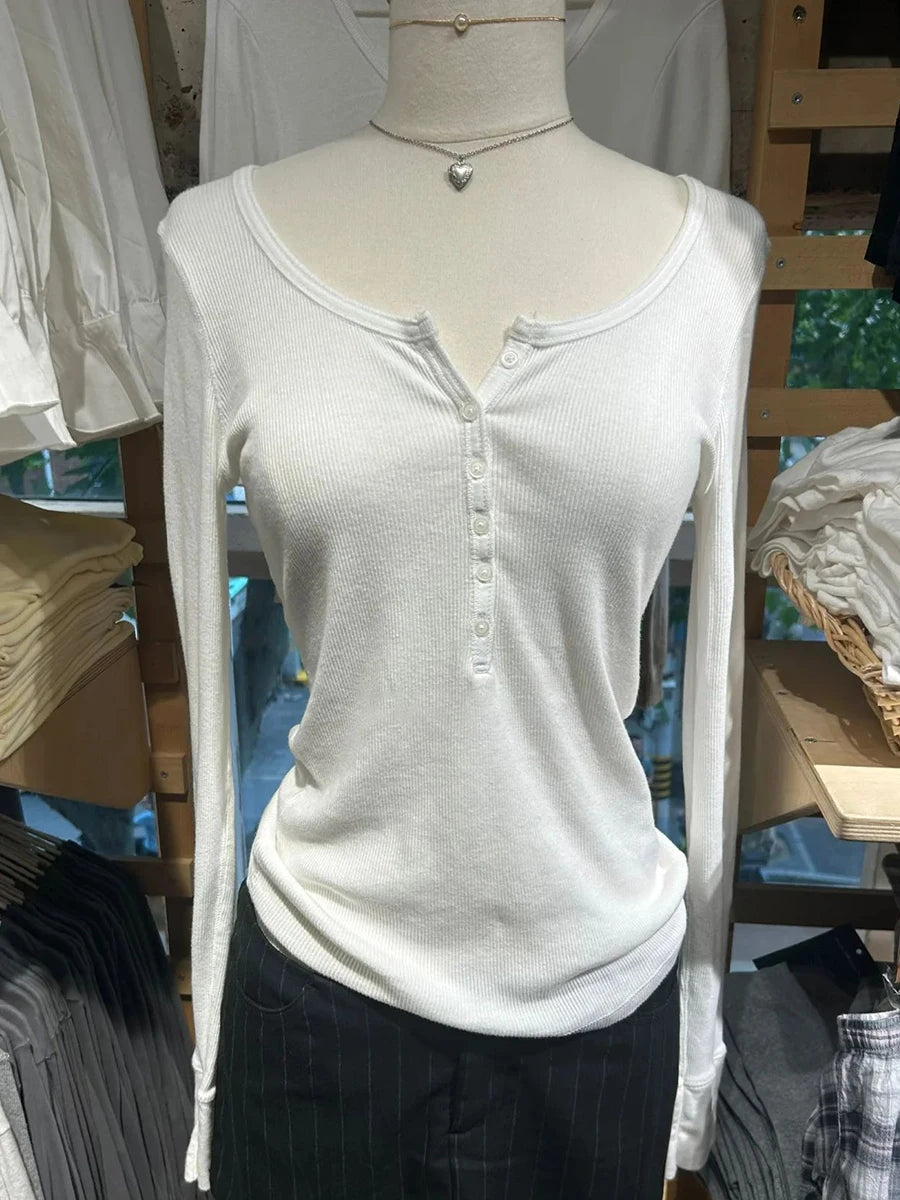 Pink Striped Slim Long Sleeve Tees Women Spring Casual Cotton O-neck Tshirt New Tops Clothes Sweet Cute  Vintage T-shirts Y2K - Matrix-studios.com