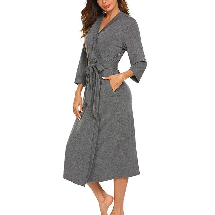 Large Size Cotton Bath Robe Women’s Casual Spring Autumn Sleepwear Woman Home Wear Bathrobe Long Sleeve Cotton Shower Clothing - Matrix-studios.com