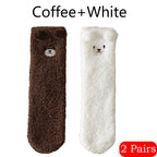 Cute Bear Winter Socks Women's Thickened Plush Warm Comfortable Sleeping Sock Cute Cartoon Lovely Floor Socks Mid Tube Socks - Matrix Studios