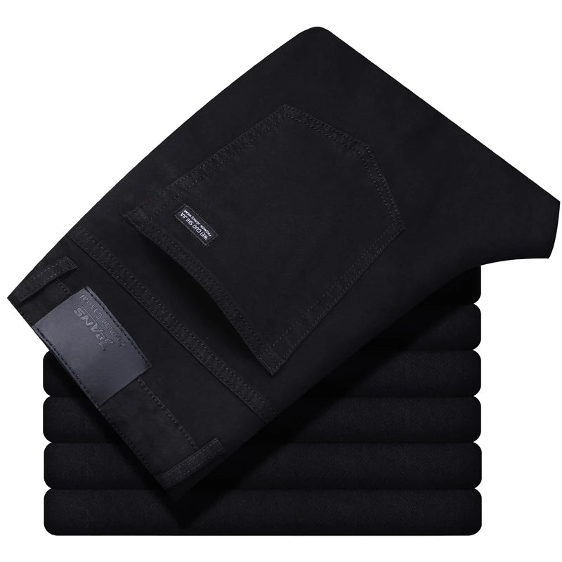 Men Classic Advanced Fashion Brand Pure Black Jeans Man Soft Breathe Stretch Slim Straight Denim Trousers Mens Pants Overalls - Matrix Studios