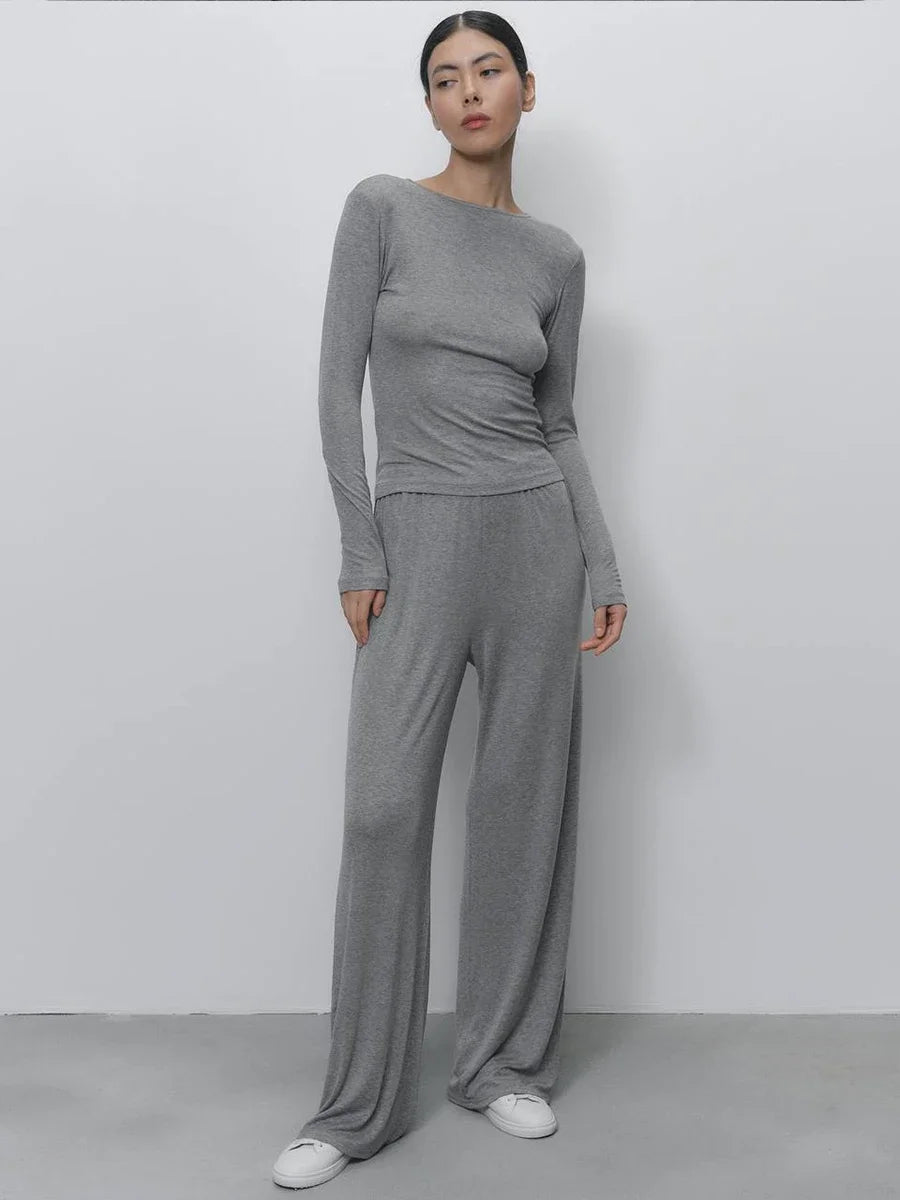 Hirsionsan Modal Soft Loose Sets Women 2026 Casual Two Pieces Long Sleeve T Shirts and High Waist Dresses Outfits Tracksuit - Matrix-studios.com