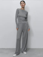 Hirsionsan Modal Soft Loose Sets Women 2026 Casual Two Pieces Long Sleeve T Shirts and High Waist Dresses Outfits Tracksuit - Matrix-studios.com