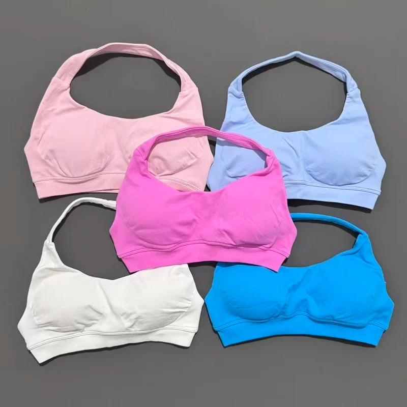 Women Sports Bra Seamless Halter Yoga Clothes Removable Cups Women Workout Clothing Gym Backless Bra Running Workout Tops - Matrix Studios
